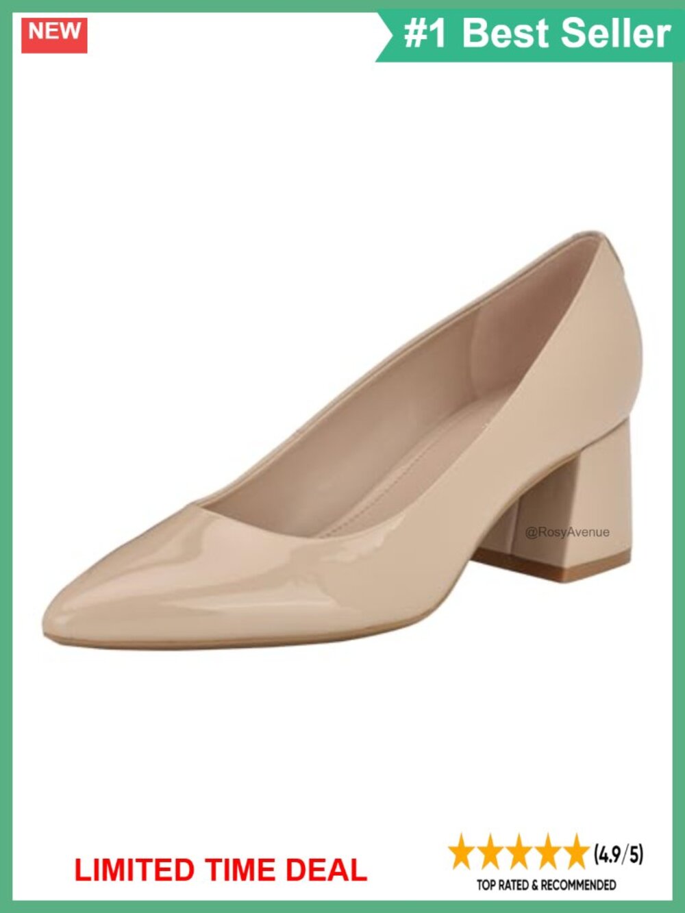 Faux Patent Leather Pointed Toe Block Heel Slip-On Pumps